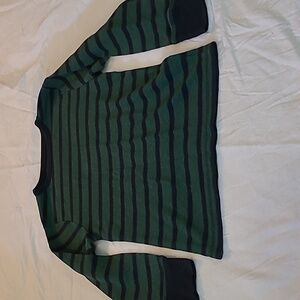 💥The Children's Place Boys Size 5/6 Green Blue Striped Long Sleeve Shirt Top